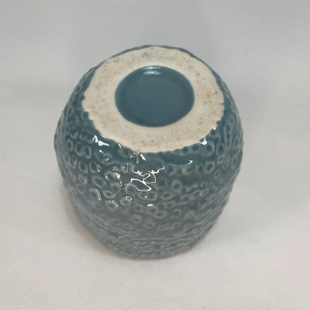 Lot of 3 Small Pottery Vases, 2 Blue VTG '73 , 1 Brown Pier One, Textured 2